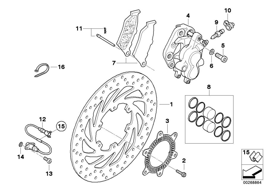 Diagram FRONT WHEEL BRAKE for your 2015 BMW G650GS   