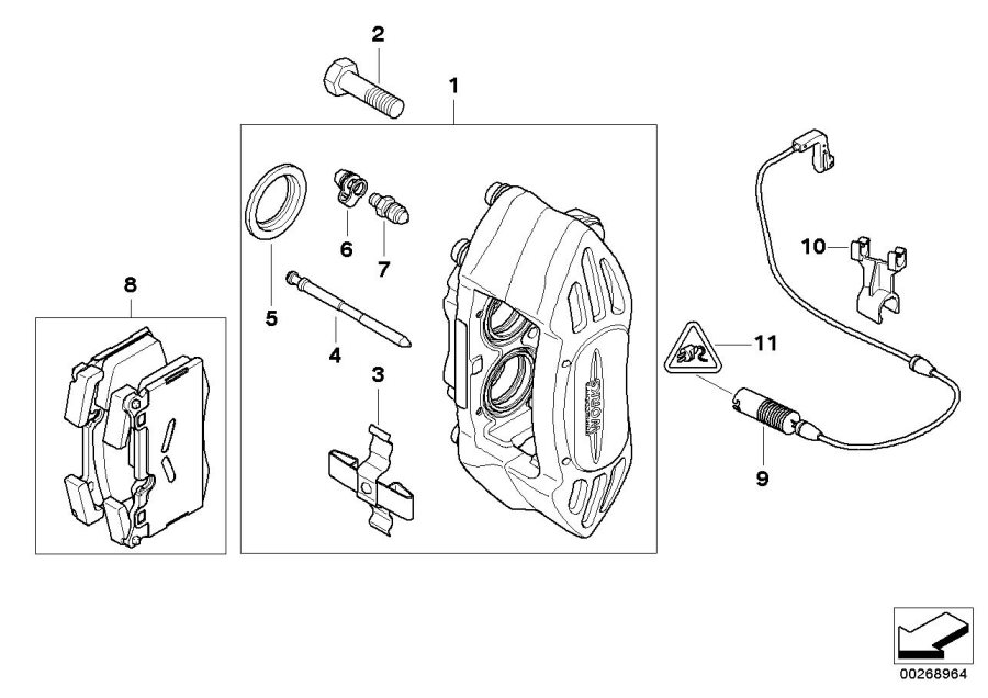 Diagram Front brake pad wear sensor for your MINI