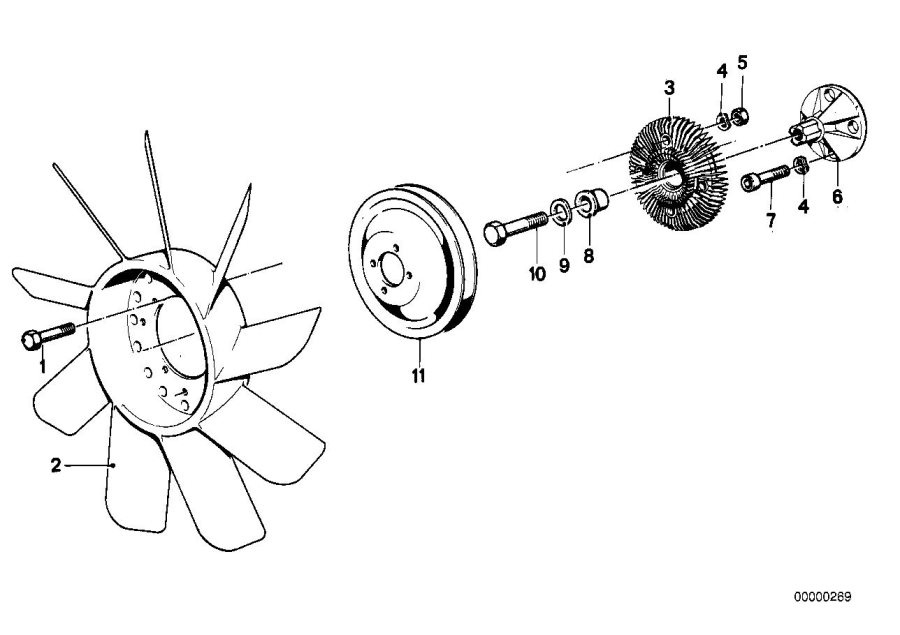 Diagram Cooling SYSTEM-FAN/FAN coupling for your 1988 BMW M6   