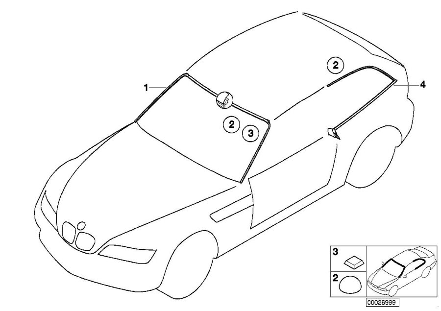 Diagram Window mounting parts for your BMW