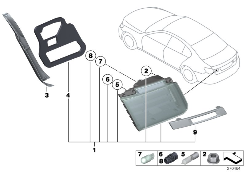 Diagram Rear light in trunk lid for your 1996 BMW