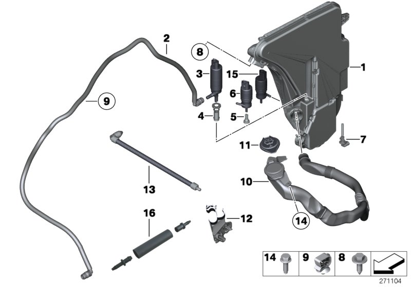 Diagram Reserv.,windshield/headlight washer syst for your 1995 BMW 530i   