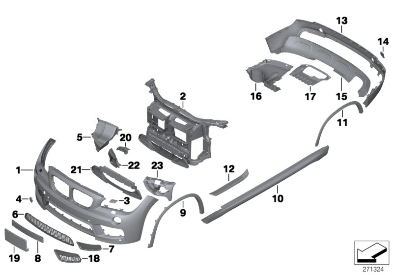 Diagram Retrofit, M aerodynamic kit for your 2019 BMW X6   