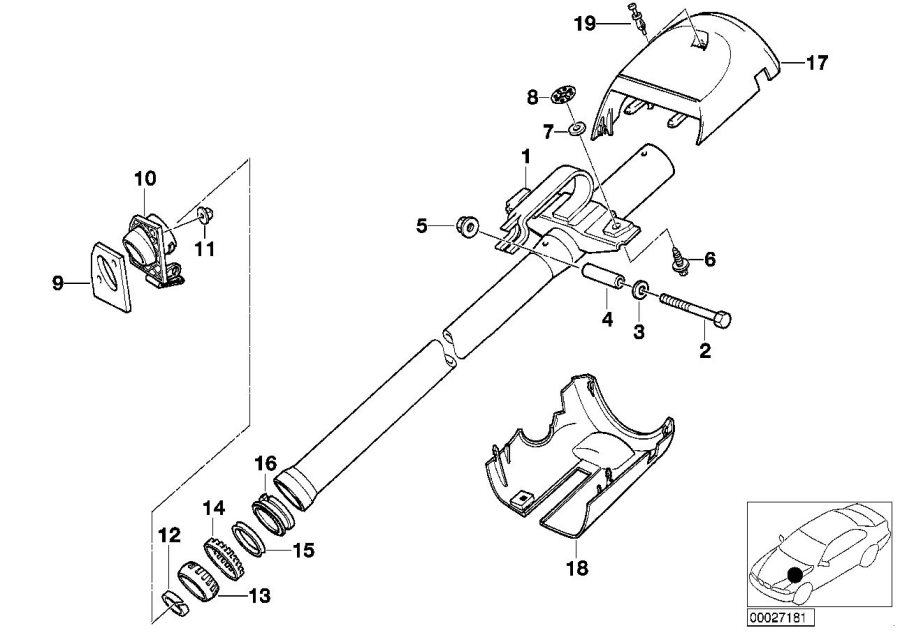 Diagram Fixed steering column tube for your BMW