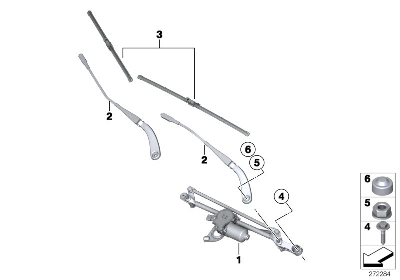 Diagram SINGLE WIPER PARTS for your BMW