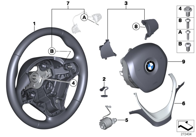 Diagram Airbag sports steering wheel, leather for your BMW 330i  