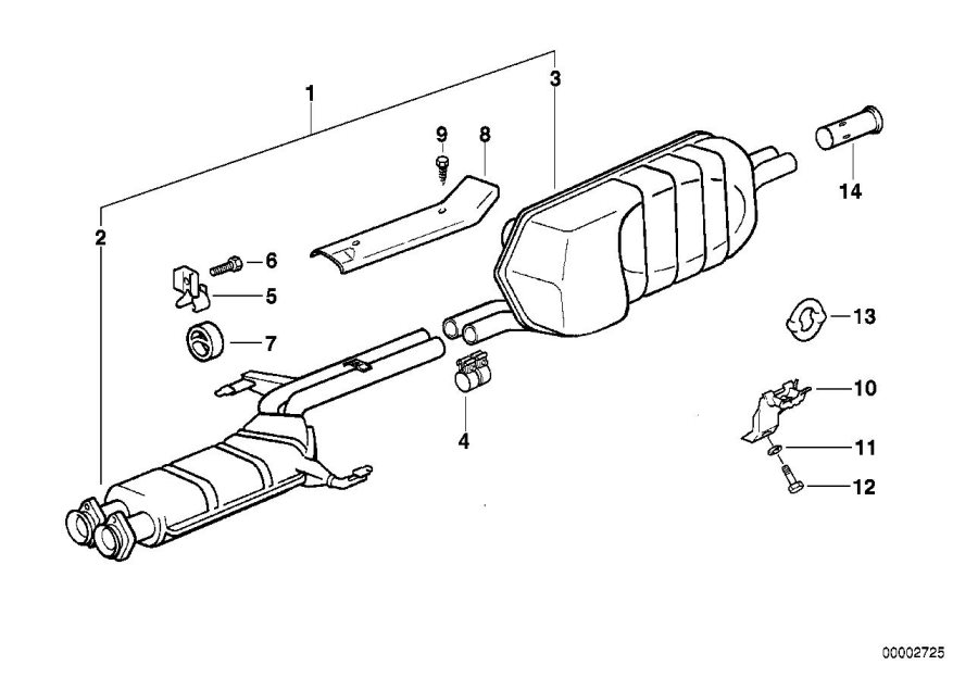 Diagram Exhaust system, rear for your 1986 BMW 318i   