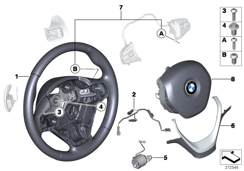 Le diagramme Volant sport airbag avec manettes pour votre BMW