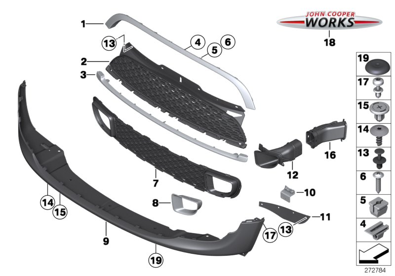 Diagram Trim, decor elements, front for your MINI