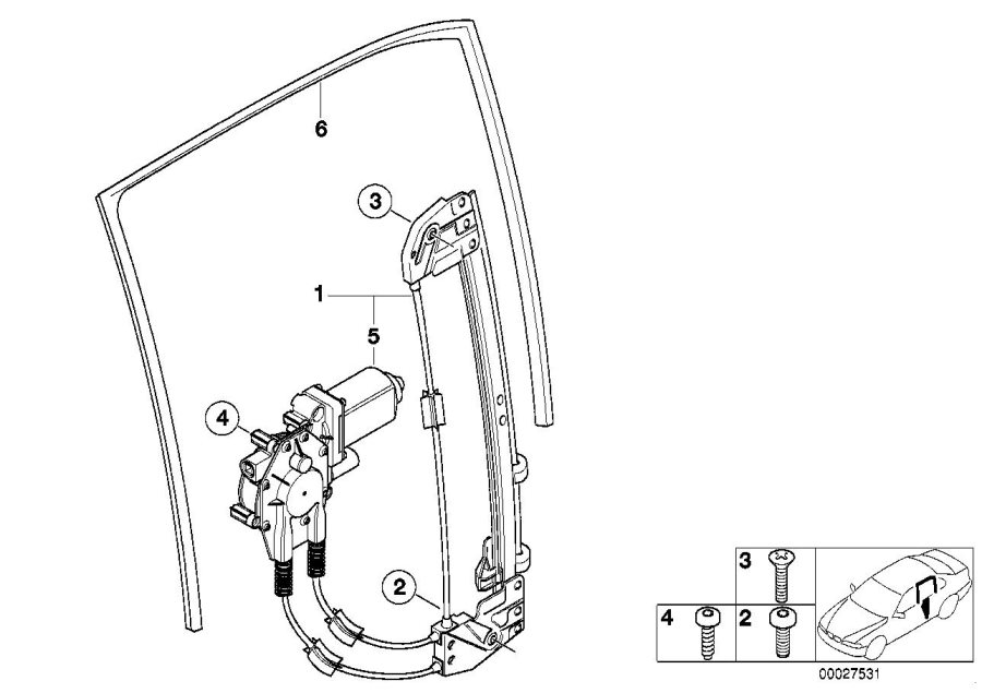 Diagram DOOR WINDOW LIFTING MECHANISM REAR for your 2015 BMW M6   