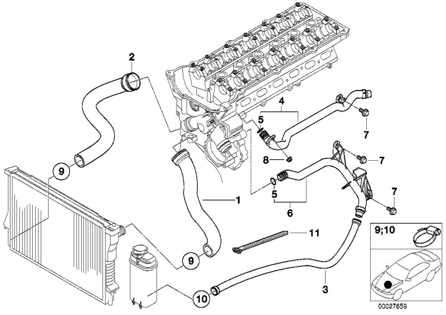 Diagram Cooling System Water Hoses for your 1999 BMW Z3   