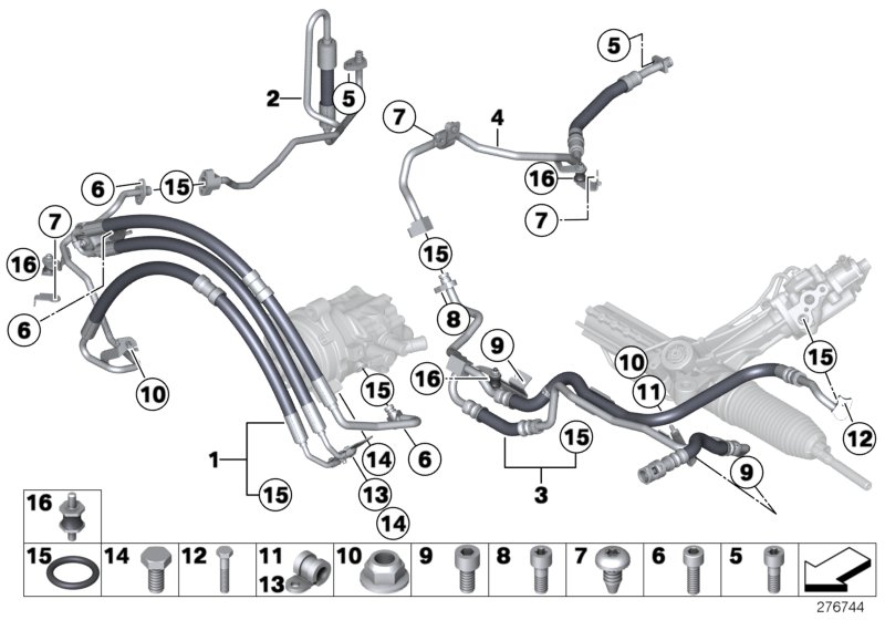 Diagram Power steering/oil pipe/dynamic drive for your BMW