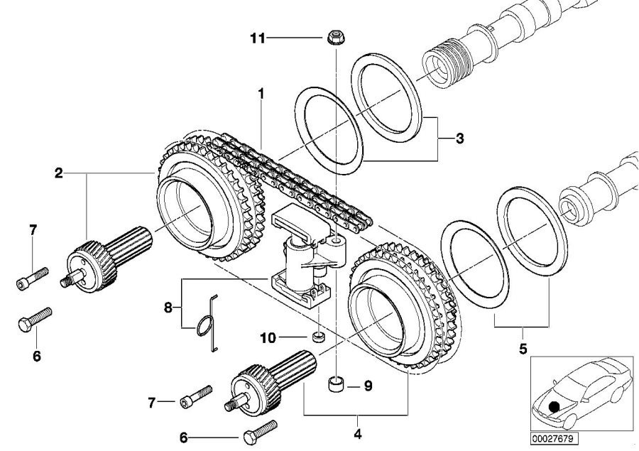 Diagram Timing gear timing chain top for your BMW