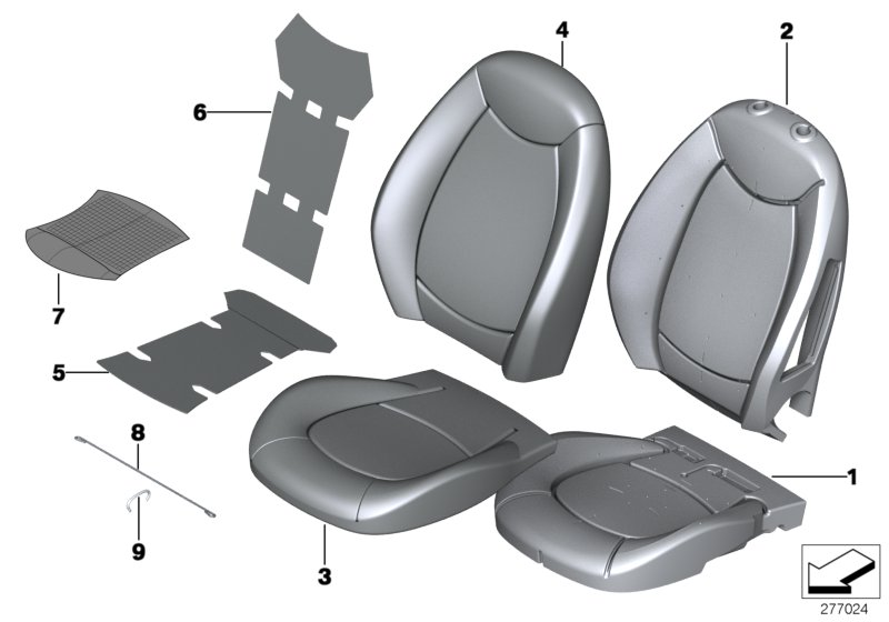 Diagram Seat, front, upholstery and cover for your MINI