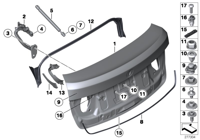 Diagram Trunk lid, bottom for your BMW