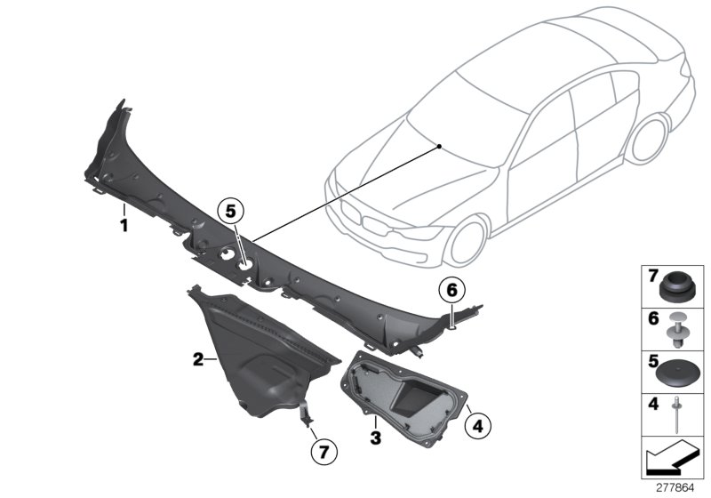 Diagram Trim, windshield cowl, outer for your 2012 BMW 328xi   