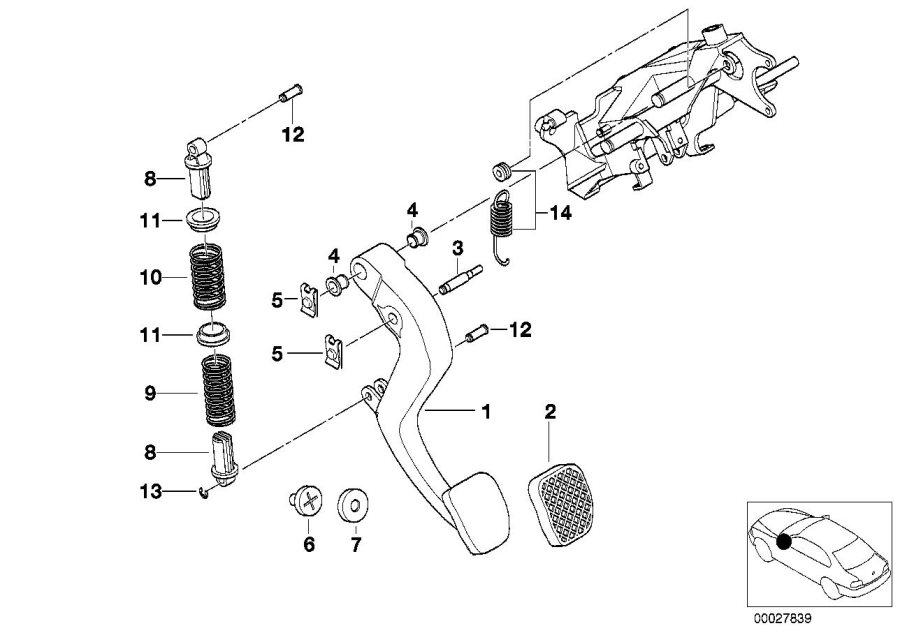 Diagram Pedals-supporting BRACKET/CLUTCH pedal for your BMW
