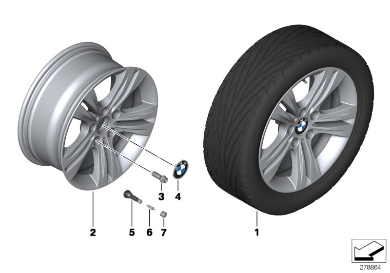 Diagram BMW LA wheel Double Spoke 392 - 17"" for your BMW