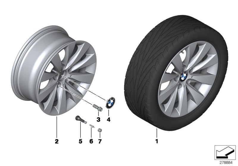 Diagram BMW LA wheel V-Spoke 413 - 17"" for your 2013 BMW 335iX   
