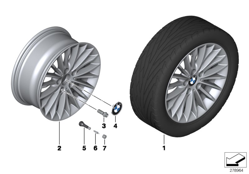 Diagram BMW LA wheel Multi-Spoke 414 - 17"" for your 2016 BMW 428i   