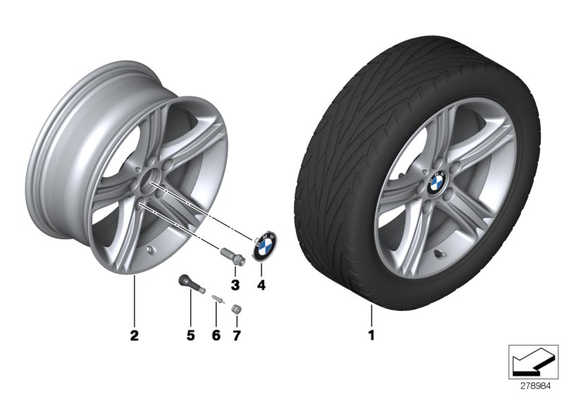 Diagram BMW LA wheel Star Spoke 393 - 17"" for your 2015 BMW 328d   