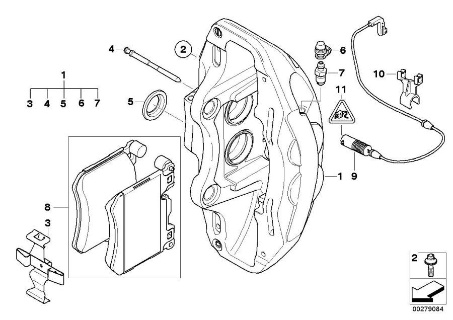 Diagram Front brake pad wear sensor for your 2010 BMW X6   