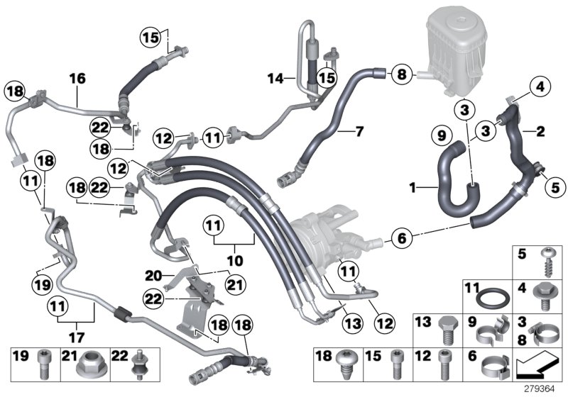 Diagram Power steering/oil pipe/dynamic drive for your BMW