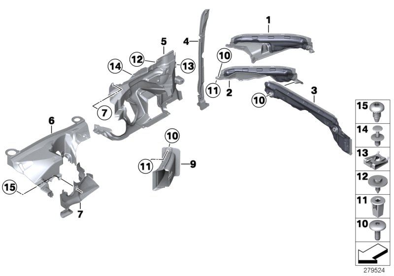 Diagram Mounting parts, engine compartment for your 2015 BMW M235i   