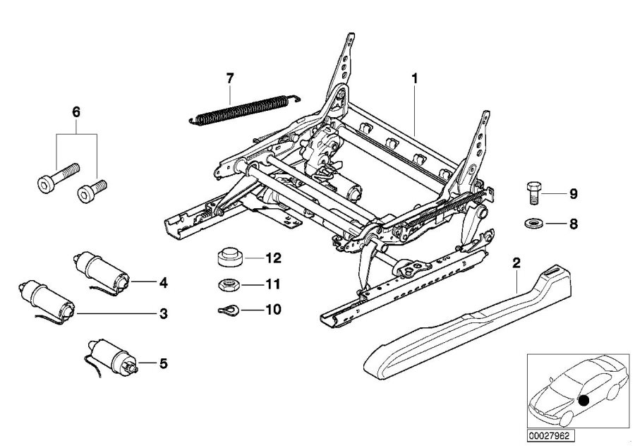 Diagram Front seat rail ELECTRICAL/SINGLE parts for your 2009 BMW M6   