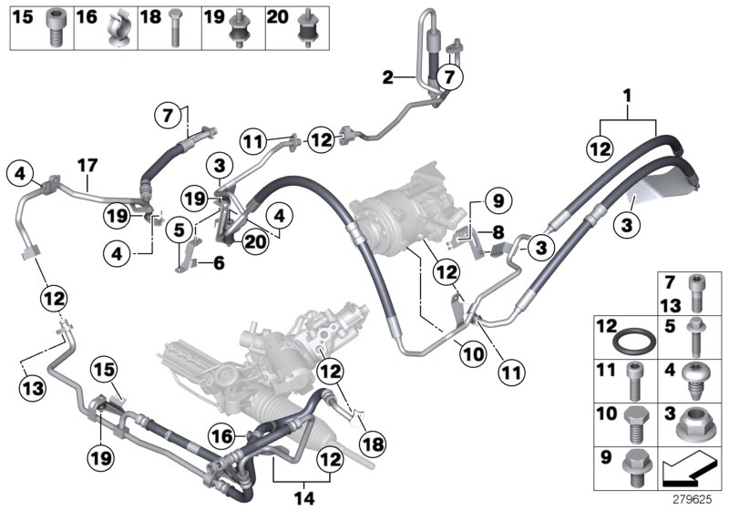 Diagram Power steering/oil pipe/dynamic drive for your BMW