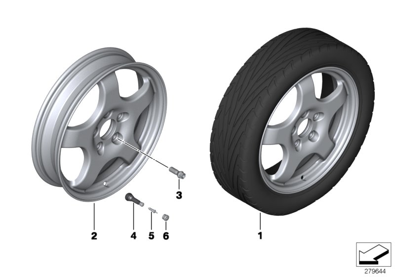 Le diagramme Kit roue de secours avec pneu pour votre BMW