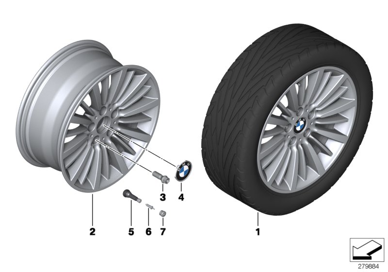 Diagram BMW LA wheel Multi-Spoke 416 - 18"" for your 2013 BMW 320iX   