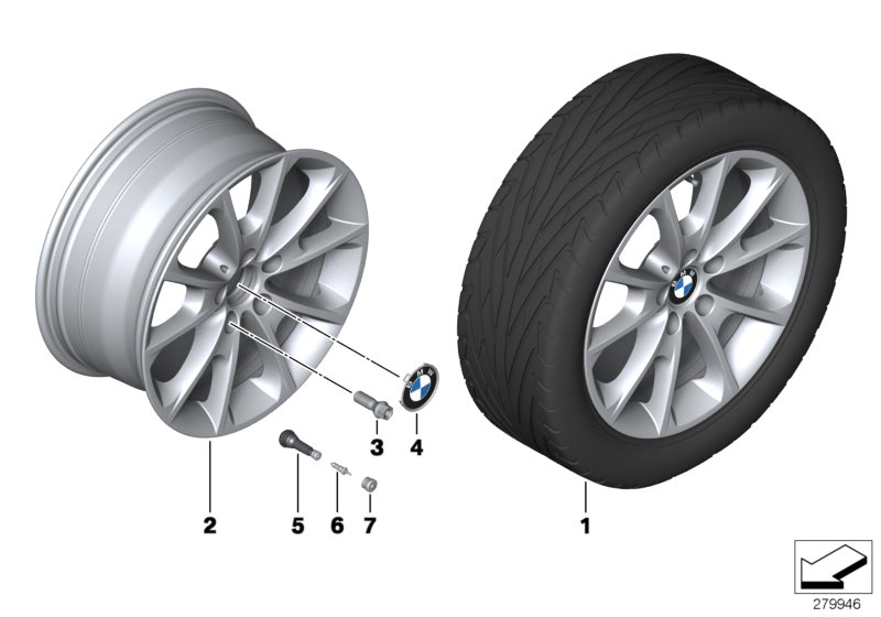 Diagram BMW LA wheel V-Spoke 398 - 18"" for your 2013 BMW Hybrid 3   