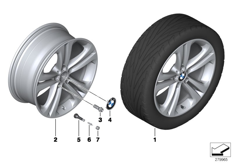 Diagram BMW LA wheel Double Spoke 401 - 19"" for your 2012 BMW 335i   