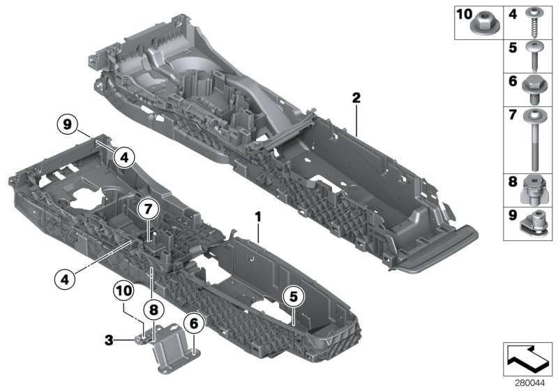 Le diagramme Support console centrale pour votre BMW