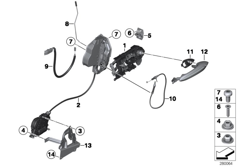 Diagram Locking system, door, front for your 2014 BMW M3   