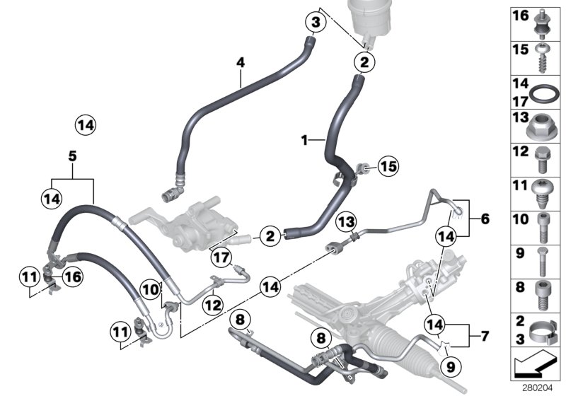 Diagram HYDRO STEERING-OIL PIPES for your 2001 BMW 320i   