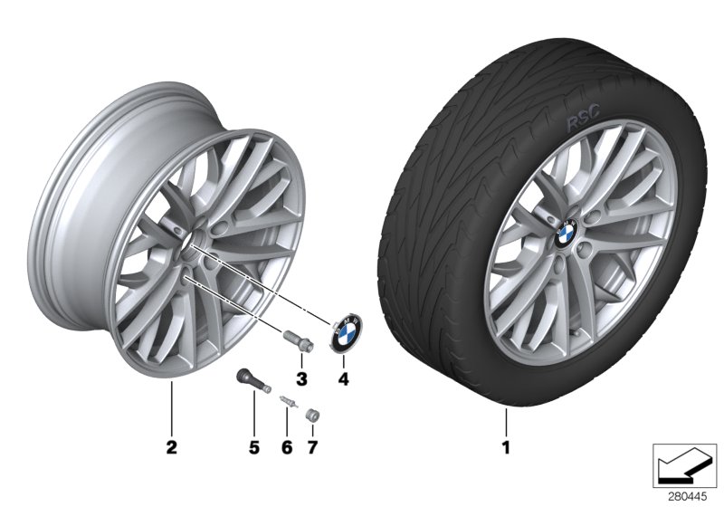 Le diagramme Roue AL BMW rayons doubles (style 465) pour votre BMW X1  