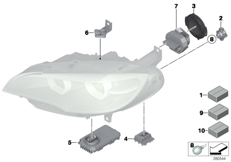 Diagram Single parts, headlight LED for your BMW