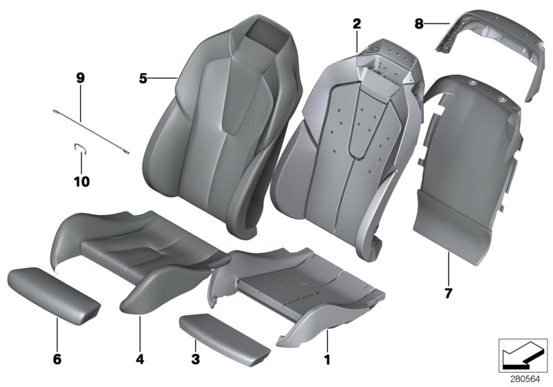 Diagram Seat, front, upholstery and cover for your 2009 BMW M6   