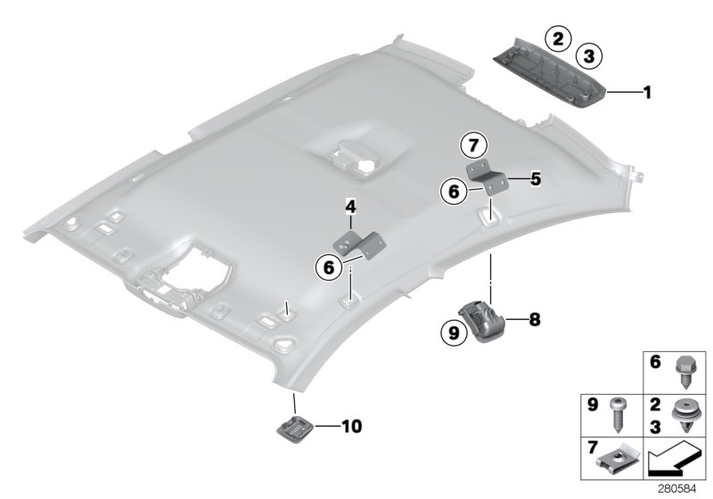 Diagram Mounting parts, roof antenna for your BMW