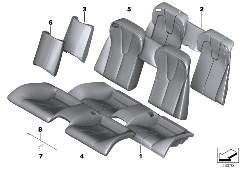 Diagram Seat rear, upholstery & cover base seat for your 2012 BMW M6   