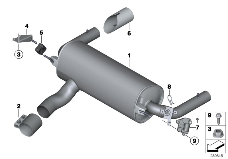 Diagram Exhaust system, rear for your 1976 BMW 530i   