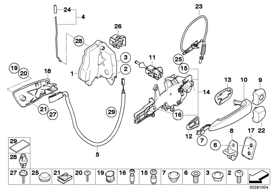 Diagram FRONT DOOR CONTROL/DOOR LOCK for your BMW