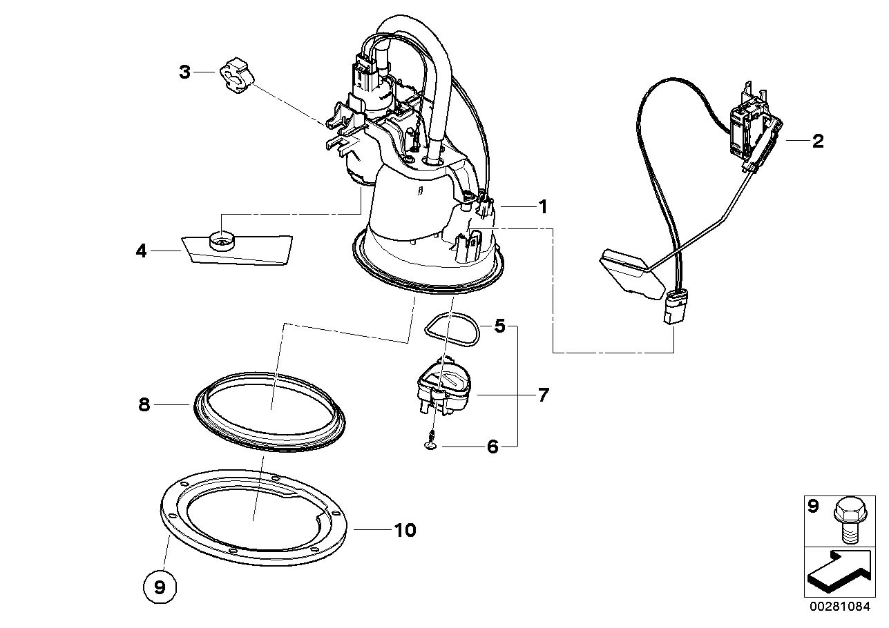 Diagram Fuel pump and fuel level sensor for your BMW