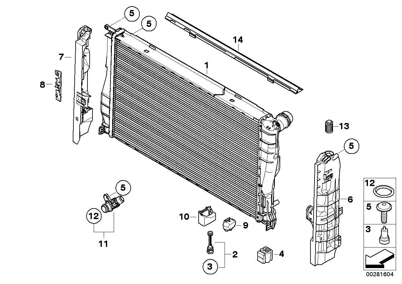 Diagram Mounting parts F radiator for your 1987 BMW M3   