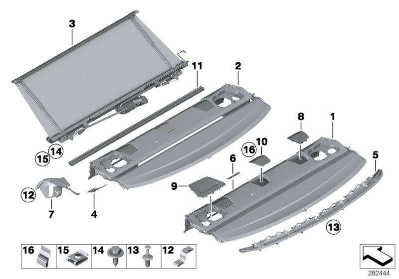 Diagram REAR WINDOW SHELF for your BMW