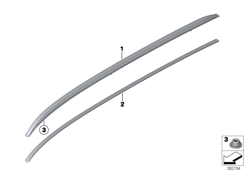 Diagram Roof moulding/Roof rail for your 2002 BMW 745Li   