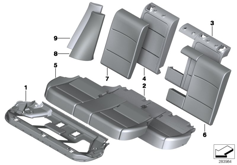 Diagram Seat rear, upholstery & cover base seat for your 2006 BMW M6   