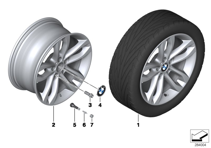 Le diagramme Roue AL BMW rayons doubles (style 424) pour votre BMW X6  